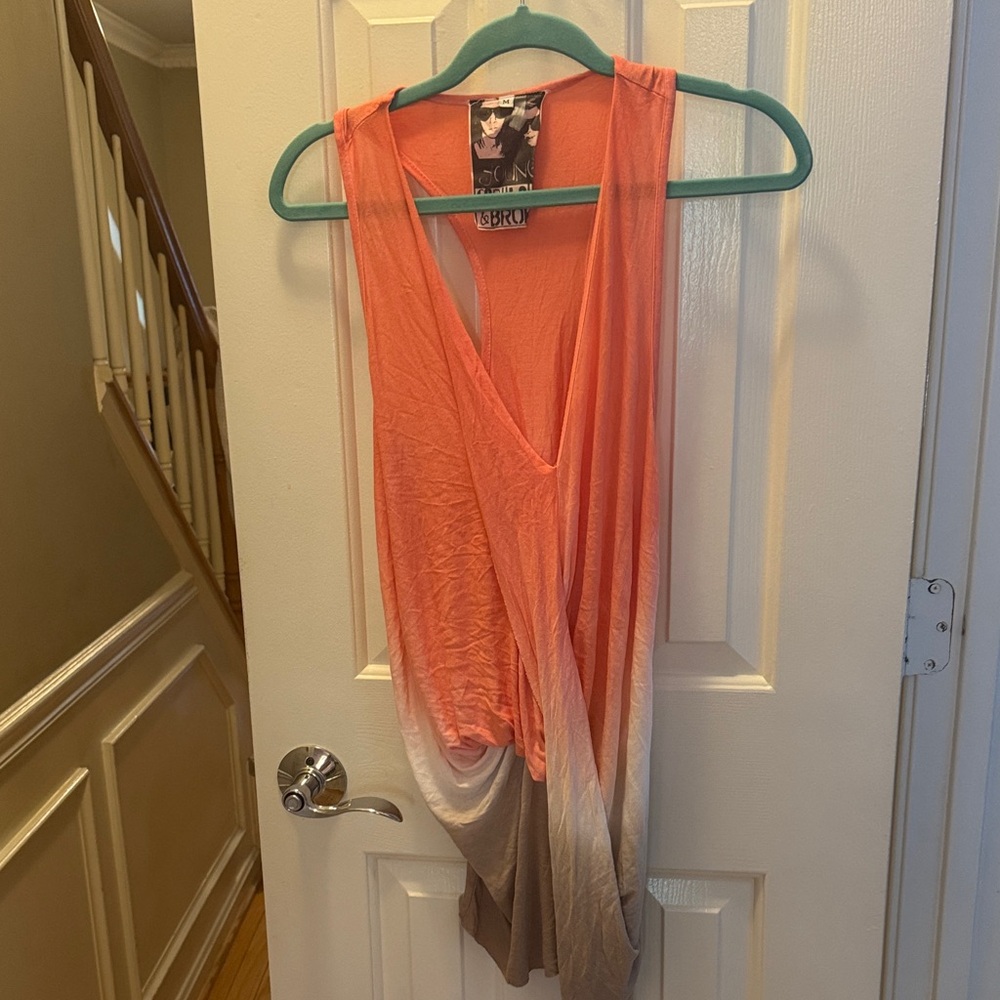 Young, Fabulous and Broke! Ombre Sleeveless Top in peach and tan. Versatile top!